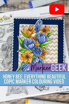 the video shows how to use markers and ink on paper for this cardmaking project