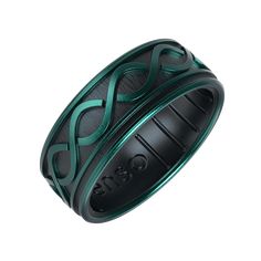 In an ode to an undying bond of love, the Aragorn's™ Devotion ring mirrors the depth of feeling between Aragorn™ and Arwen™. Crafted in rich Emerald and Black Pearl DualTone, it's a ring designed for the brave at heart. Width: 6.6mm Thickness: 1.75mm | Enso Rings The Lord of the Rings Silicone Ring | Aragorn's Devotion - Emerald/Black Pearl | Size 10 Rings Silicone, Aragorn And Arwen, Enso Rings, Silicone Ring, Silicone Rings, The Lord Of The Rings, The Brave, Pearl Size, The Rings