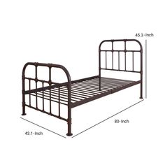 Metal Twin Bed with Pipe Design Structure Antique Bronze By Casagear Home AMF-30730T Metal Frame Bed, Metal Twin Bed, Slatted Bed, Spindle Bed, Frame Bed, Twin Size Bed, Full Size Bed Frame, Full Platform Bed, Frame Headboard