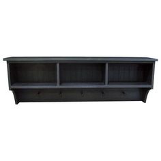 a black shelf with three shelves on it