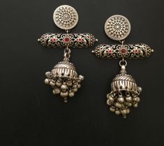 These earrings effortlessly capture the rich cultural heritage of Mughal jewelry, known for its grandeur and sophistication. The meticulous attention to detail and the incorporation of traditional design elements make them a timeless accessory that can be passed down through generations. Materials:  Silver  Style: Traditional Description:-  Antique silver 925, Gemstone Engagement , Anniversary , Honeymoon, First Date for Women, Traditional Earring - Jhumki , Gift for Her Metal :- SOLID 925 sterl Antique Silver Jewelry Indian, Mughal Jewelry, Trendy Silver Jewelry, Antique Silver Rings, Antique Silver Jewelry, Silver Jewellery Indian, Traditional Earrings, Earrings Antique, Gemstone Engagement