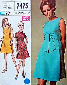 * Vintage 60's 7475 Simplicity Designer Tent Dress Pattern sz 10 1967 UNCUT 39363200437 | eBay Tent Dresses Pattern, 1968 Fashion, Twiggy Style, Fashion Eras, Twiggy Fashion, 60s Patterns, Princess Seam Dress, 1970's Fashion, 60's Dress