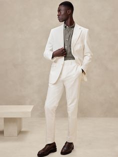 Mens White Suit, Linen Pants Suit, Winter Date Outfits, All White Wedding, White Suit, All White Outfit, Suit Pant, White Suits, Linen Suit