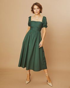 River Dress Semi Formal Wedding Attire, Green Dress Outfit, Formal Wedding Attire, Gathered Bodice, Dark Green Dress, Target Dress, Guest Attire, Black Halter Dress, Wedding Attire Guest