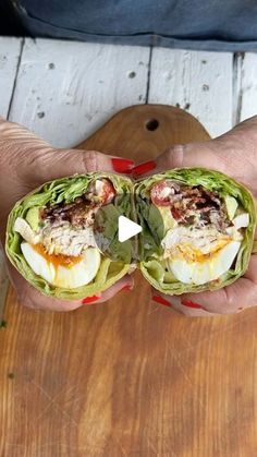 Teri Turner | This is our delicious Cobb Salad turned into a wrap. Salted iceberg wrap, jammy eggs, Sizzling Everyday Roasted Chicken Breast, avocado, my... | Instagram Cobb Salad Lettuce Wraps, Essen, Cobb Salad Wrap, Marinated Red Onions, Chive Dressing, Jammy Eggs, Healthy Fast Food Options, Salad Rolls, Gourmet Salt