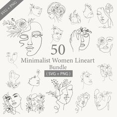 50 minimalist women line art bundle