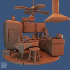 Cartoon Room, Kitchen Cartoon, Cartoon Kitchen, 3d Maya, Ideas For House, Maya Art, 3d Scene, House Cartoon