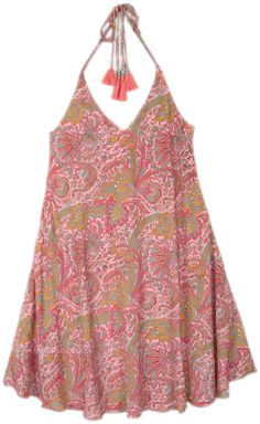 An effortless printed short halterneck style dress, sleeveless,. The strap runs from the front of the dress around the back of the neck, leaving the upper back uncovered - an effortless fit. #tlb #Sleeveless #vacationclothing #beachwrap #Floral #Printed #SareeDresses #SilkDress #SareeSilkDress Dress Saree, Sacs Tote Bags, Short Sundress, Beach Floral, Dresses Silk, Printed Short Dresses, Saree Silk, Hippie Look, Trendy Skirts