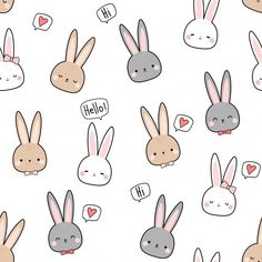 an image of rabbits with different expressions on it's face and ears in various positions
