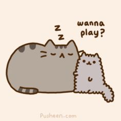 a cat sleeping next to another cat that is laying on its back with the caption z wanna play?