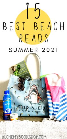 a beach bag with the title 15 best beach reads summer 2012