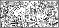 a coloring page with the words summer fun