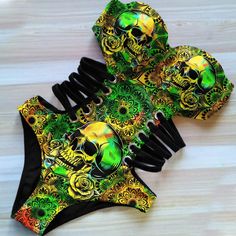 Strapless One Piece, Edm Outfits, Creative Photoshoot Ideas, Skull Pattern, Skull Clothing, Skull Fashion, Kawaii Fashion Outfits, Wardrobe Outfits