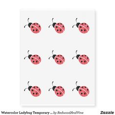 a card with ladybugs on it and the words watercolor ladybird temporary - by redwoodadvine