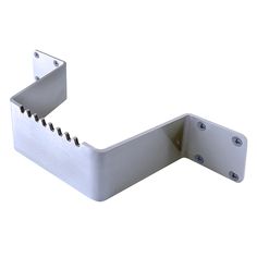 an aluminum bracket with screws on the side and two holes in the middle for mounting electrical equipment