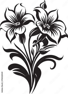 black and white flower tattoo design