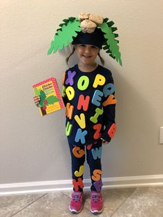 Diy Chicka Chicka Boom Boom Costume, Story Book Parade Ideas, Chicks Chicka Boom Boom Costume, Easy Children’s Book Character Costumes, Story Book Dress Up Day, Chicka Chicka Boom Boom Costume Teachers, Chica Chica Boom Boom Costume, Book Costumes For Boys, Letterland Characters Costumes