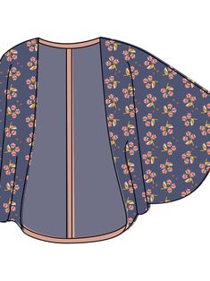 the back view of a kimono with flowers on it