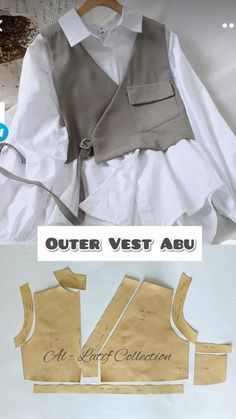 an image of the back and side of a vest with text overlaying that reads, outer vest abu