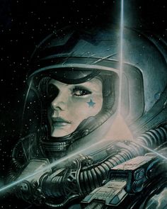 a woman in a space suit holding a light saber