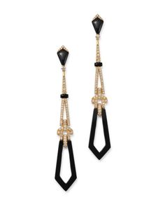 Bloomingdale's Black Onyx & Diamond Drop Earrings in 18K Yellow Gold - 100% Exclusive Black And Gold Jewelry, Light Weight Gold Jewellery, Dream Earrings, Movie Jewelry, Black And Gold Earrings, Black Onyx Jewelry, Black Diamond Earrings, Sweet Accessories, Gold And Black Dress