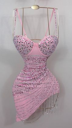 Rhinestone Bodycon Dress, Pink Birthday Outfit Baddie, Dresses For Mexico, Pink Dress Birthday Outfit, 19th Birthday Ideas Outfits, Save The Date Dress, Baddie Birthday Dress, Pink Club Dress, Pink Birthday Outfit