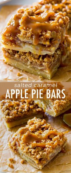 apple pie bars stacked on top of each other