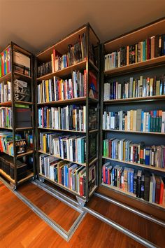 a room filled with lots of books on shelves