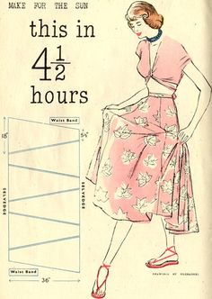 an old fashion sewing pattern for a woman's dress, with the measurements shown