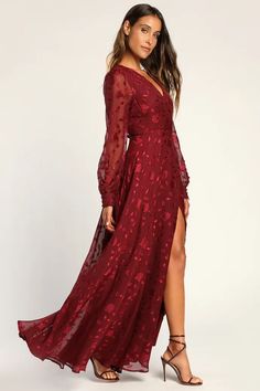 Shop Dresses for Weddings | Wedding Guest Dresses - Lulus Burgundy Boho Dress, Overlapping Neckline, Floral Prom Dress, Blue Lace Maxi Dress, Dresses With Cowboy Boots, Winter Wedding Guest Dress, Formal Wedding Guest Dress, Mother Dress, Court Wedding