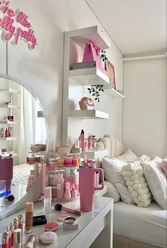 a room filled with lots of pink items