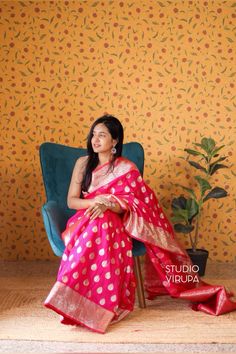 Vibha … Soft Banarasi Silk  !

A Beautiful Virupa exclusive range of  Banarasi Silk in pink with Gold Zari Buttas all over the body and Pallu ! Indian Outfits, Banarasi Saree, Pink Saree, Banarasi Sarees, Saree Wedding, Silk Blouse