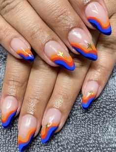 Vintage Nail Art, Orange Nail Designs, Mens Nails, Retro Nails, Hippie Nails, Vintage Nails, Nail It, Simple Gel Nails