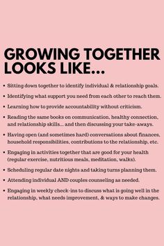 a pink poster with the words growing together looks like, sitting down together to identify individual & educational goals