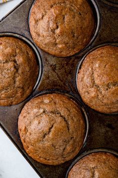 freshly baked muffins in a baking pan