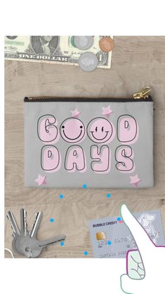 a purse with the words good days written on it