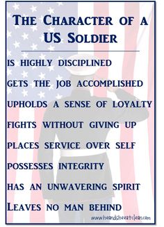 the character of a us soldier is highly described by his job accomplished by those soldiers