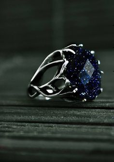 Blue Sandstone Ring, Goldstone Ring, Sandstone Ring, Elegant Pearl Jewelry, Blue Aventurine, Blue Sandstone, Cute Engagement Rings, Awesome Outfits, Magical Jewelry