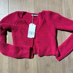 Nwt Zara Hot Pink Crop Sweater Size Small. Smoke Free Home Hot Pink, Zara Sweater, Crop Sweater, Cropped Sweater, Sweater Sizes, Color Pink, Sweaters For Women, Zara, Size Small