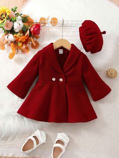 Dress With Hat, Winter Party Outfit, Baby Shawl, Winter Baby Clothes, Kids Frocks Design, Girls Christmas Dresses