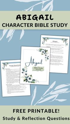 the abigal character bible study is shown in three different colors, including blue and green