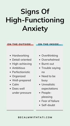 Signs You Have High-Functioning Anxiety Happy Outside Not Inside, How To Deal With Overwhelming Emotions, Katie Navratil, Over Functioning, What To Do When Worried, Things To Calm Yourself Down, Things To Help With Overthinking, How To Feel Calm, How To Remember What You Read