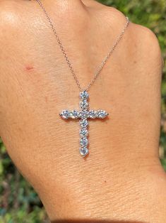 Up for sale is a Beautiful 14K Diamond Cross Necklace Pendant This classic Pendant features Genuine Diamonds. * 1 gram chain 14K is included with purchase Specifications: -Model #: J&K#3011 -Metal Type Available: 14K White Gold, Rose Gold, Yellow Gold -Size of Pendant: 25 MM X 18 MM -Height: 3.5 MM -Gold Weight: 2.3 Grams -Total Diamond Weight: 1.25 carats -Color: F -Clarity: SI *18K GOLD & PLATINUM ALSO AVAILABLE WITH ADDITIONAL COST CUSTOM MADE TO ORDER *CHAINS DO NOT COME IN 18K GOLD Cross Diamond Necklace, White Gold Cross Necklace, Cross Necklace Simple, Diamond Cross Necklace, Cross Shape, Diamond Cross Necklaces, Diamond Cross Pendants, Set Necklace, Diamond Cross