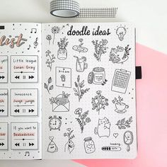 March Bullet Journal, Penanda Buku, Bullet Journal Monthly Spread, January Bullet Journal, Note Doodles, Doodle Pages, Doodle Ideas, Bullet Journal Books