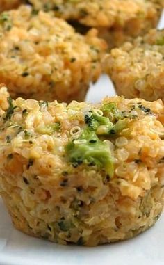 broccoli cheddar quinoa bites on a white plate