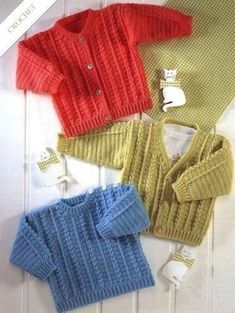 "Crochet Pattern Baby Cardigans & Sweater 16\" - 26\" 4 Ply  Crochet Pattern PDF Instant Download You will need: 4 Ply Wool 3mm & 2.5mm crochet hook." Crochet Baby Mittens, Baby Jackets Pattern, Cardigans Sweater, Crochet Baby Jacket, Crochet Baby Sweater, Baby Mittens, Toddler Sweater, Baby Jacke, Vintage Crochet Pattern