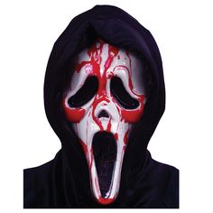 a person wearing a mask with blood on it