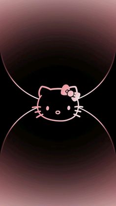 an image of a hello kitty wallpaper with pink and black colors in the background