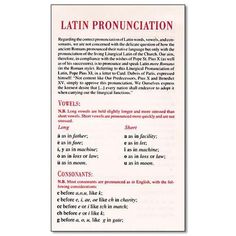 the latin pronuction book is open to show its contents and features words in red