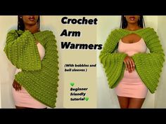 the crochet arm warmers are made with bulky yarn